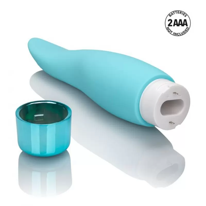 Изящный стимулятор клитора Calexotics Eden Flicker, 16 см, 10 режимов, голубой