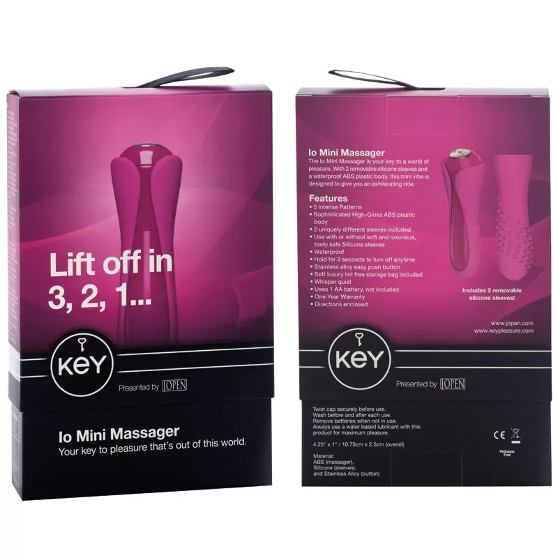 Дизайнерский мини массажер с двумя насадками Io - Pink