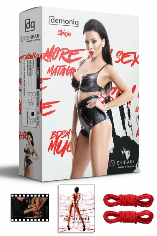 Комплект с высокими шортами Demoniq Shinju с веревками для связывания - черный, M