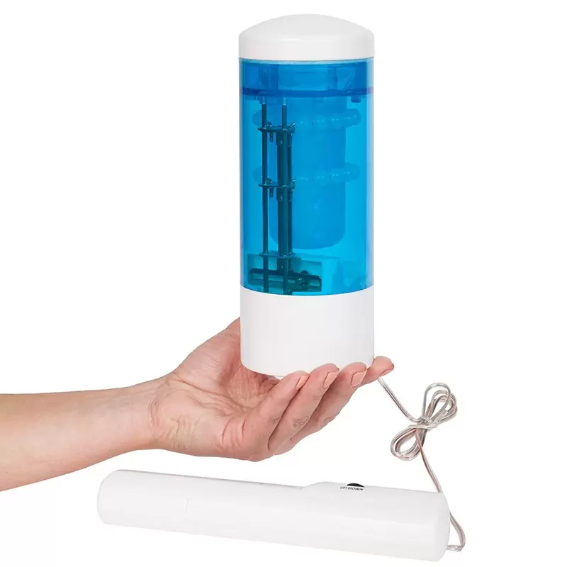 Супер-мастурбатор Up Down Mouth Masturbator с поступательными движениями – голубой