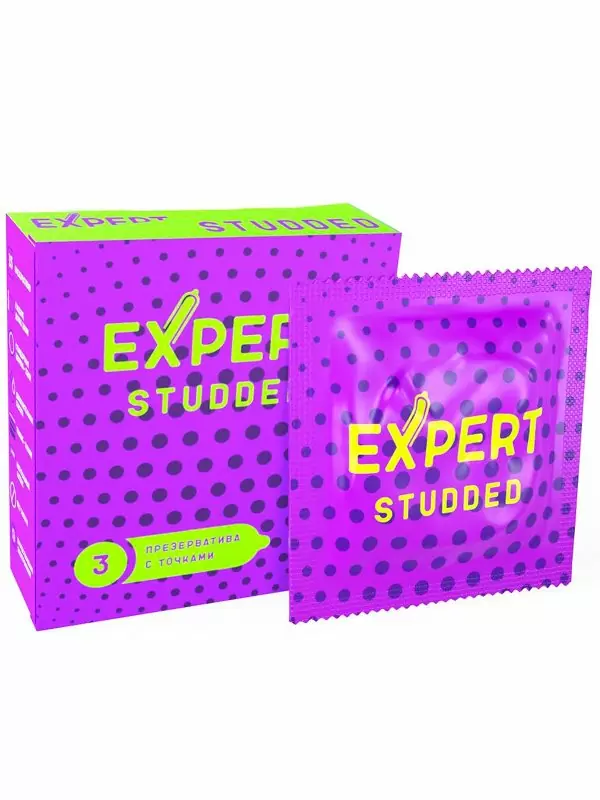 Рельефные презервативы EXPERT Studded, облегающие, точечные, 3 шт
