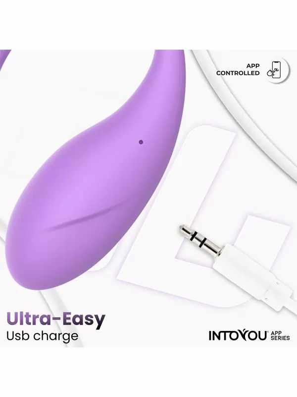 Интерактивное виброяйцо LoveCherry Bulby, 9,7 см, 10 режимов, силикон, управление через приложение, сиреневое