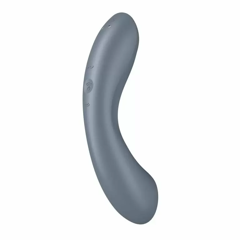 Изогнутый вибратор Satisfyer Curvy Trinity 1, с двумя моторами, 17,4 см, серо-голубой