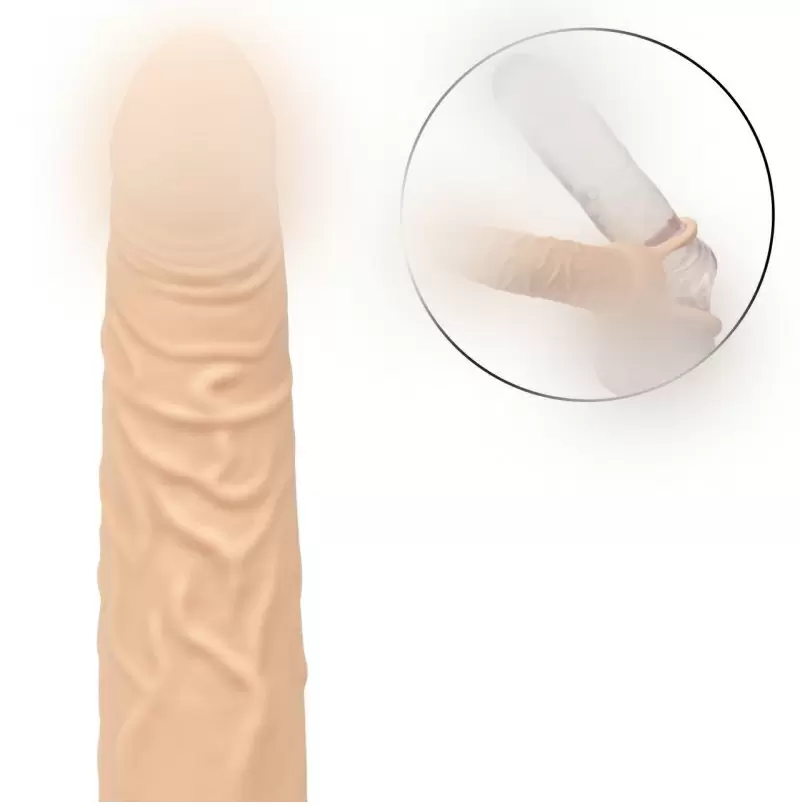 Реалистичная вибронасадка Performance Maxx Rechargeable Dual Penetrator, для двойного проникновения, 14 см, 10 режимов, светло-телесный