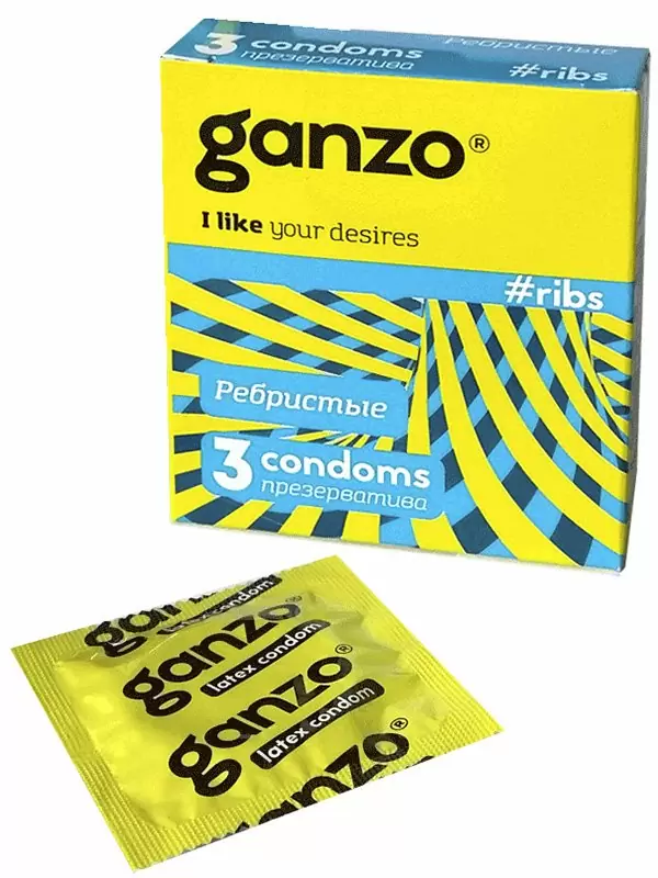 Презервативы Ganzo Ribs ребристые – 3 шт