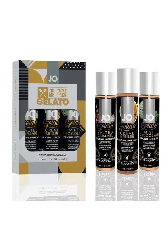 Новогодний набор. 3 вкусовых лубриканта Gelato: соленая карамель, крем-брюле, мятный шоколад