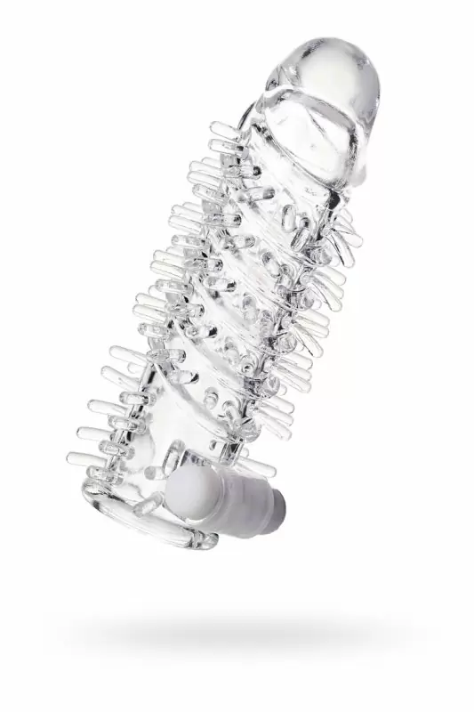 Увеличивающая насадка на пенис TOYFA A-Toys с вибрацией – прозрачный