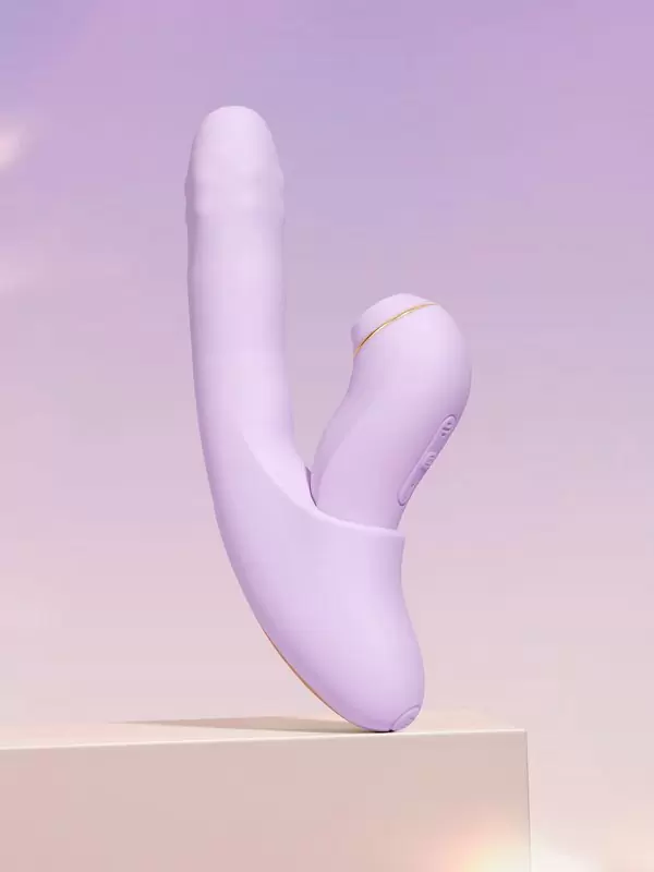 Модульный вибратор-кролик Svakom DuoGlow, 19,6 см, со съёмным клиторальным пульсатором, с функцией нагрева, лиловый