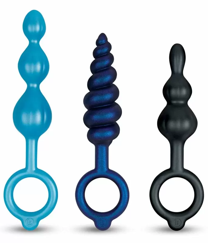 Набор анальных елочек b-Vibe BEADED BUTTIES BUNDLE, 3 размера, силикон