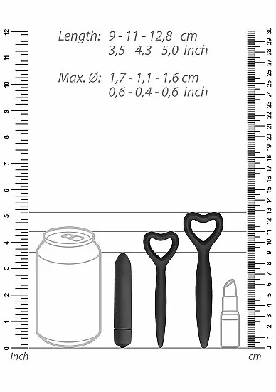 Набор чёрных вагинальных расширителей с вибропулей Silicone Vaginal Dilator Set