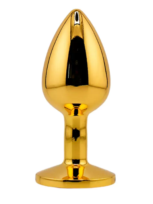 Маленькая алюминиевая анальная пробка Kanikule Small с кристаллом – золотистый со светло-розовым