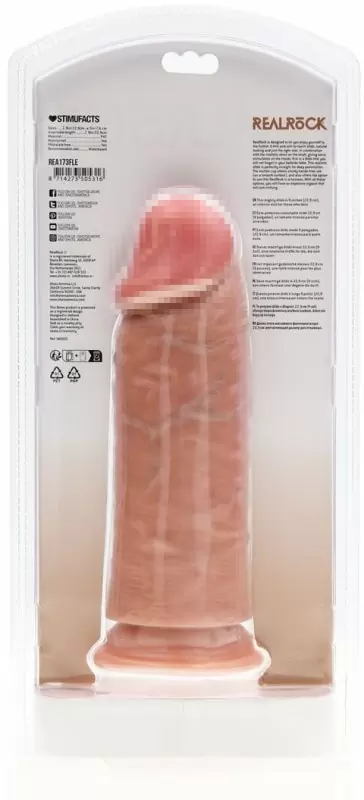 Реалистичный фаллоимитатор Shots Toys Extra Thick Straight without Balls, на присоске, с набухшими венами, 23 см х 7,6 см, ПВХ, телесный