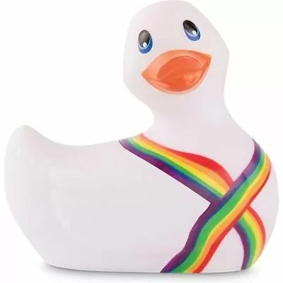 Вибратор-уточка Big Teaze Toys I Rub My Duckie 2.0, белый с радужным