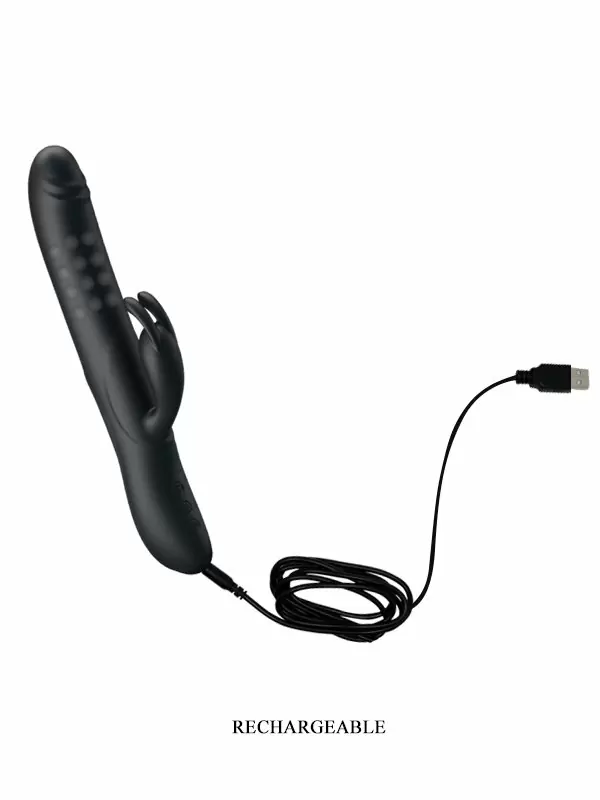 Элегантный вибратор-кролик Pretty Love Colin, с вращающимися бусинами, 25 см, силикон, черный