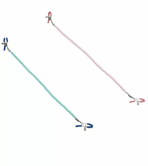 Розовые зажимы на соски с цепочкой
