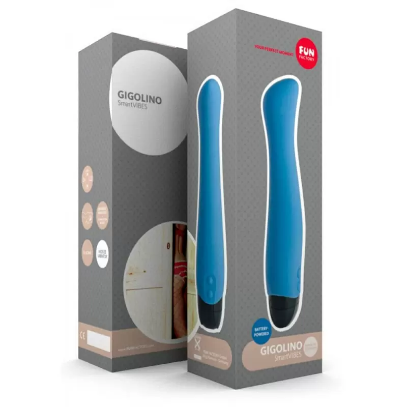 Вибратор Fun Factory Gigolino с изогнутой головкой, 20,5 см, силикон, голубой