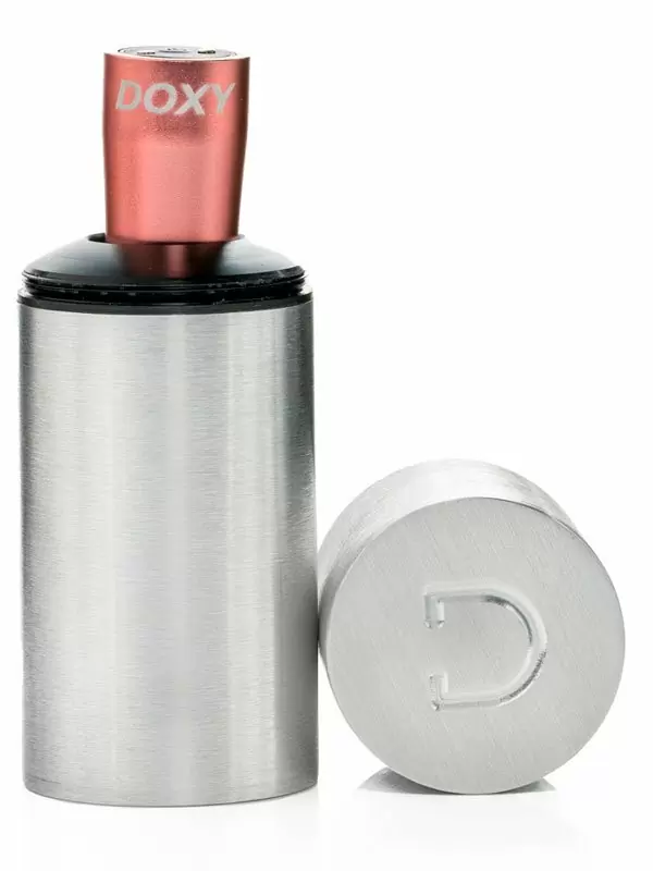 Футуристичная вибропуля Doxy Bullet серебряная, 7 режимов, 12 см, алюминий, розовый