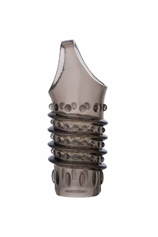 Открытая увеличивающая насадка на пенис TOYFA XLover с подхватом мошонки – серый