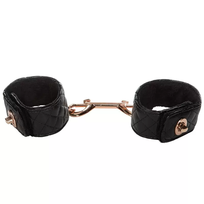 Элегантнаые наручники Entice Universal Cuff Links, с золотистой металлической застежкой, 26,7 см, черные