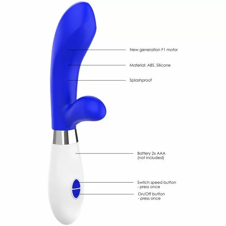 Изогнутый вибратор-кролик Achilles, 21 см, 10 режимов, королевский синий