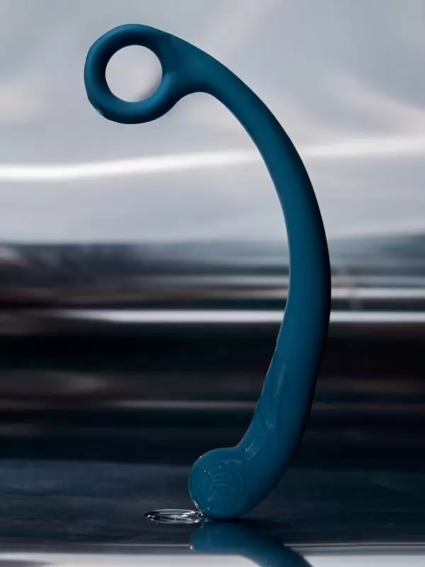 Изогнутый вибратор SVibe Snail AXI Spot Wand, технология AuraTouch, 8 режимов, 20,8 см, силикон, голубой