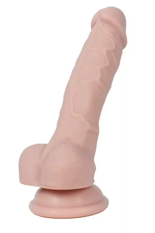 Реалистичный фаллоимитатор с мошонкой Real Man на присоске 18,5 х 3,5 см – телесный