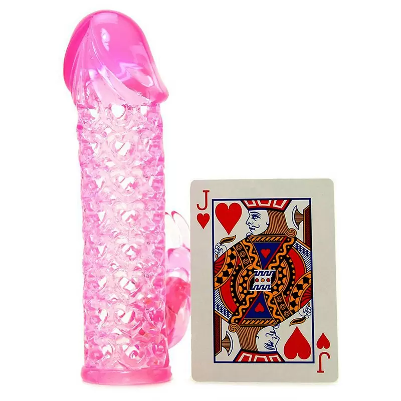 Удлиняющая насадка со стимулятором клитора Vibrating Couples Cage – розовая	