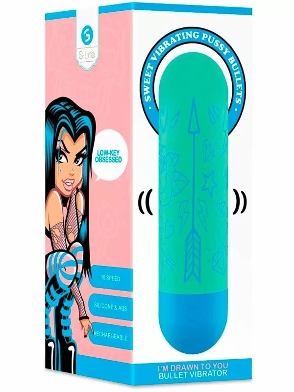 Вибропуля Shots Toys I’m Drawn to You, 10 скоростей, зелёная с голубым