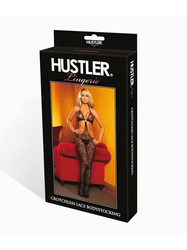 Модный кэтсьюит в стиле диско-глэм Hustler Lingerie – черный