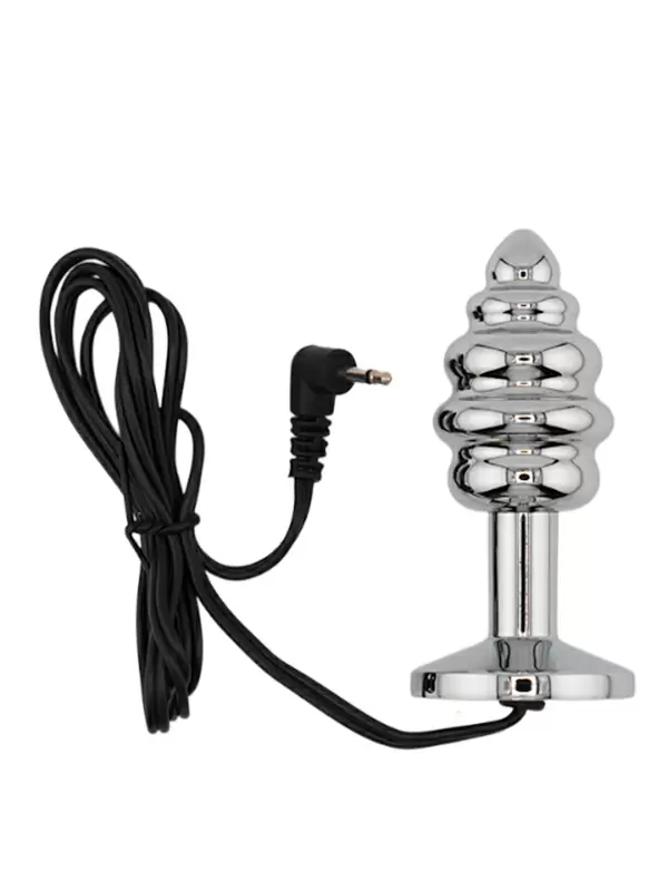 Винтообразная алюминиевая анальная пробка с электростимуляцией