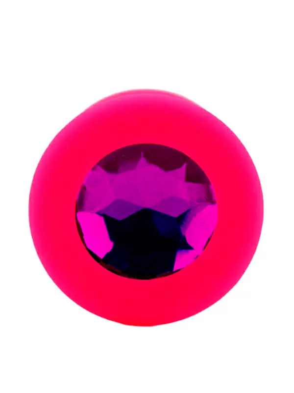 Средняя силиконовая анальная пробка Kanikule Medium с кристаллом – розовый с фиолетовым
