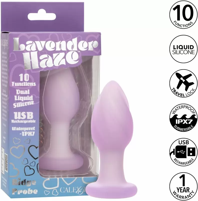 Элегантная анальная вибропробка LAVENDER HAZE RIDGE PROBE, 10 режимов, 9,5 см, лавандовый