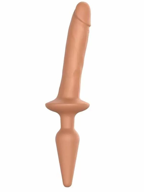 Реалистичный фаллоимитатор Strap-On-Me Switch Plug-In Realistic, двусторонний, с анальной пробкой, размер L