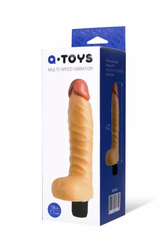 Реалистичный вибратор с венами и яичками TOYFA A-Toys – телесный