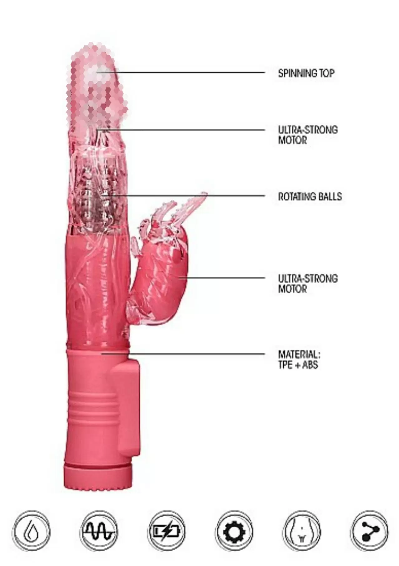 ВИБРАТОР КРОЛИК ROTATING BEETLE - розовый