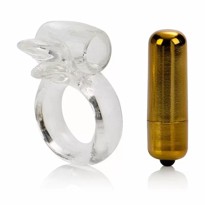 Эрекционное виброкольцо Pure Gold Double Trouble Enhancer – прозрачный