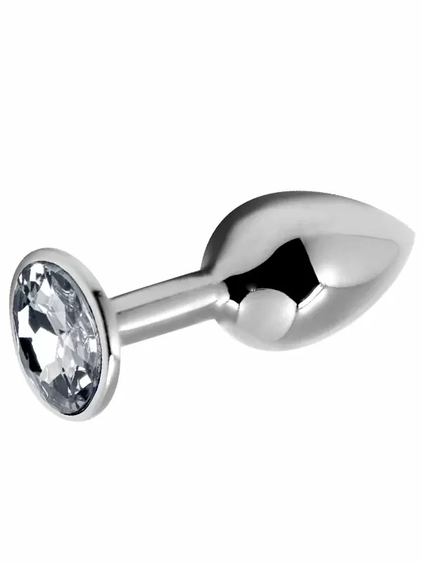 Элегантная анальная втулка Alive Mini Metal Butt, белый кристалл, 9 см, размер L