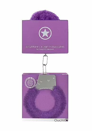 Металллический наручники с замком Furry Beginner's Handcuffs Purple