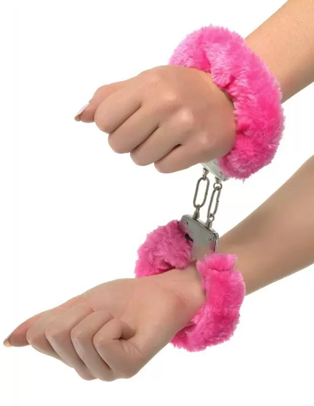 Меховые наручники Neon Furry Cuffs – розовый