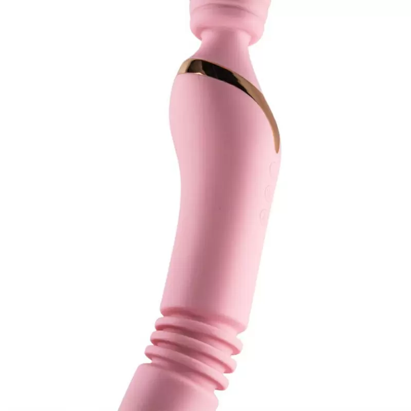 Двухсторонний вибромассажер Fakel c ротацией и подогревом - розовый