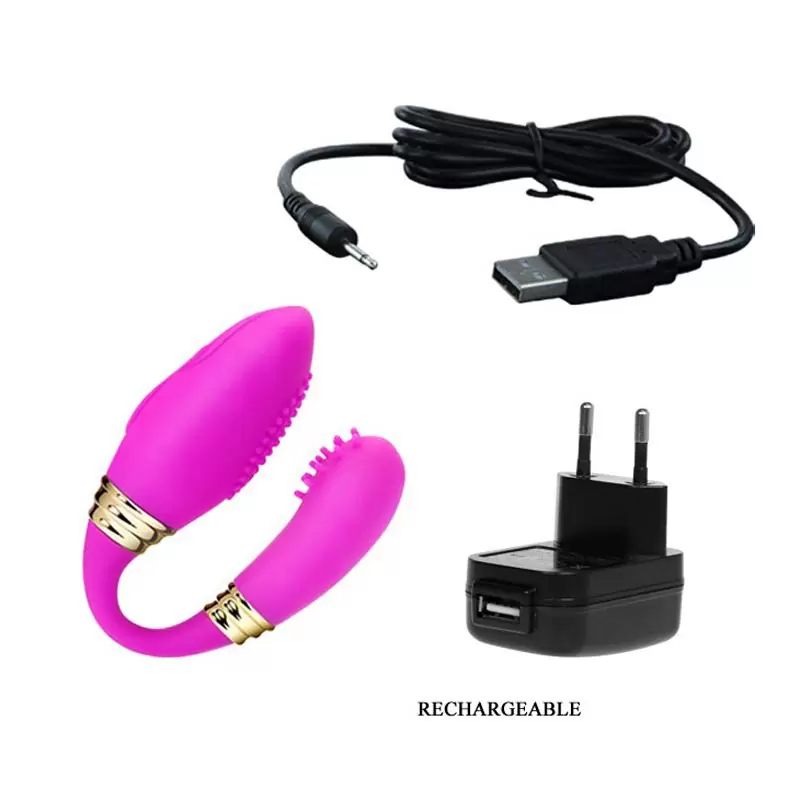 Вибратор для двоих Squirm с функцией переминания – пурпурный