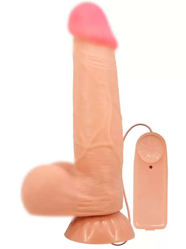 Реалистичный фаллоимитатор Baile Sliding Skin, 21,8 см, 3 скорости, с подвижной кожей, ТПР, телесный