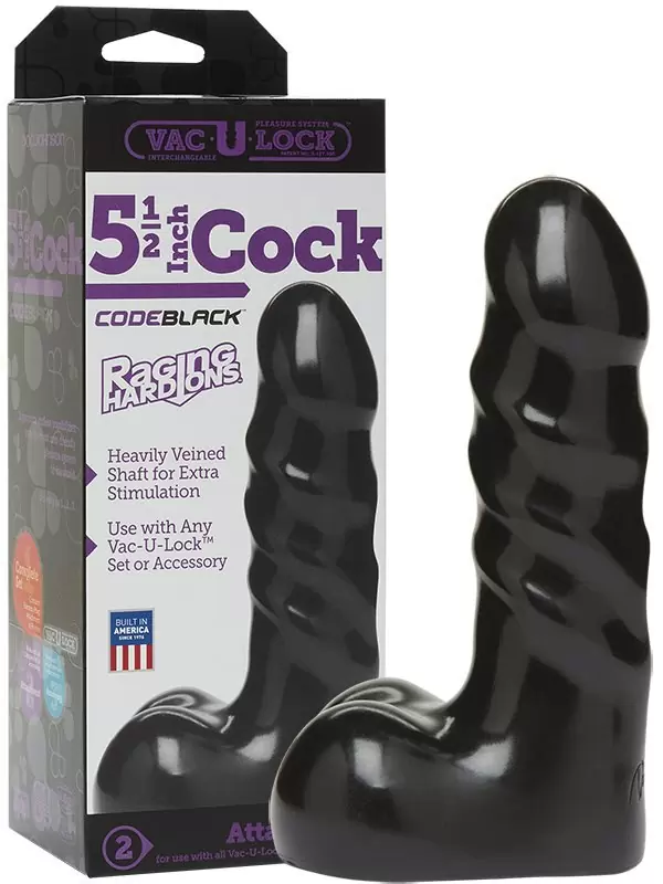 Насадка-фаллоимитатор Vac-U-Lock 5.5” Raging Hard-Ons – черный