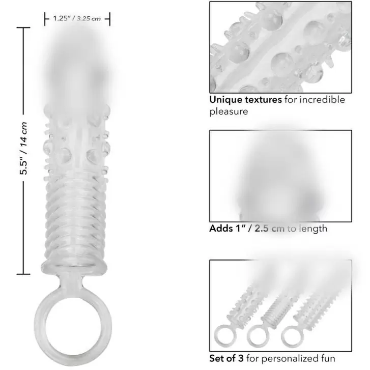 Набор из трех насадок на пенис PIECE TEXTURED EXTENSION SET