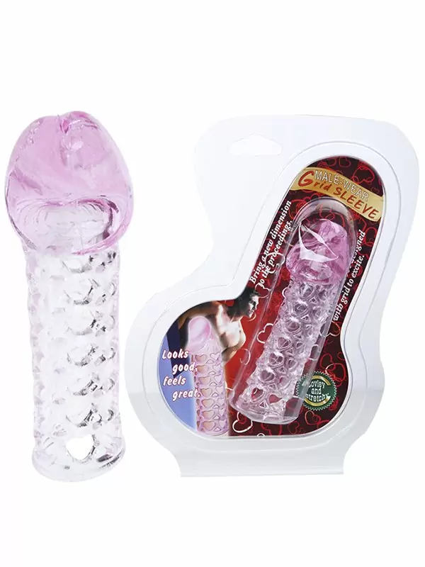 Перфорированная насадка на пенис с закрытой головкой Grid Sleeve – розовый 