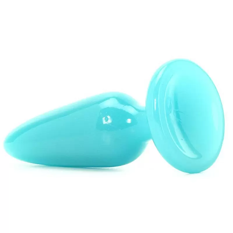 Средняя анальная пробка Firefly Pleasure Plug - Medium светящаяся в темноте – голубой