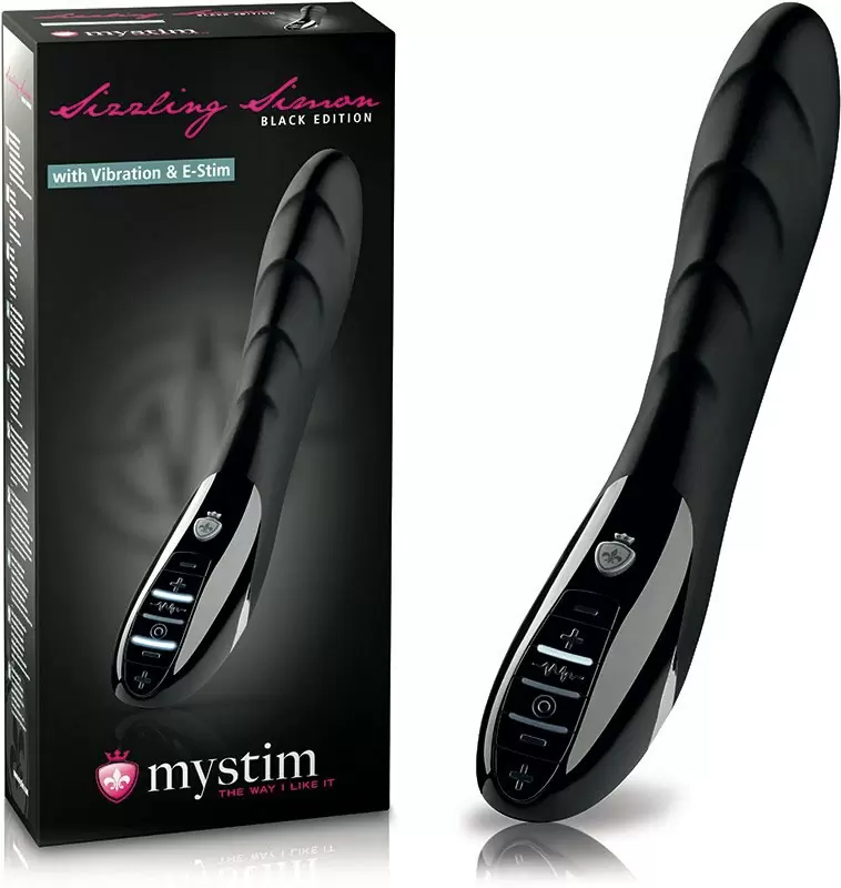 Вибромассажер c электростимуляцией Sizzling Simon Black Edition рельефный – черный