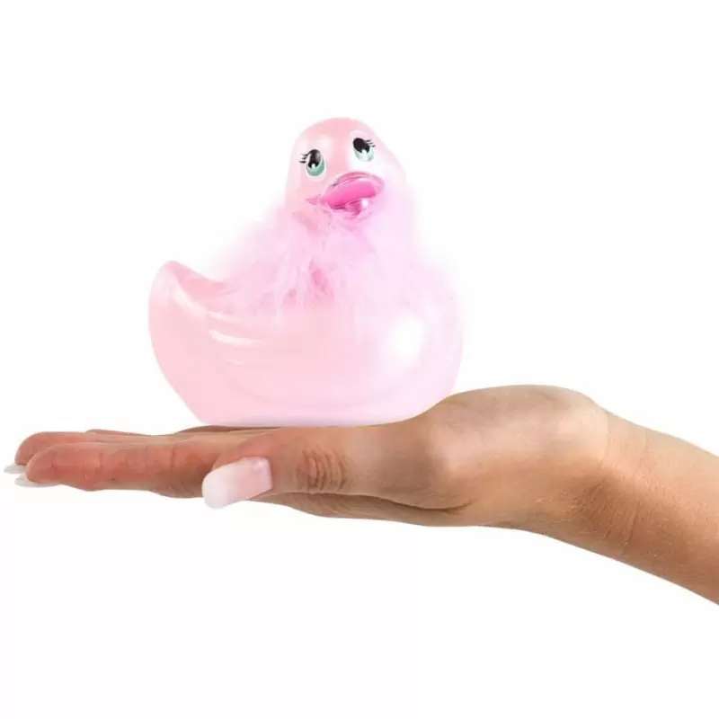 Вибратор-уточка с изящным боа Big Teaze Toys I Rub My Duckie 2.0, розовый