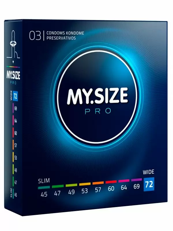 Ультратонкие презервативы MY.SIZE № 3, ширина 72 мм, 22,3 см, размер XXL, 3 шт 