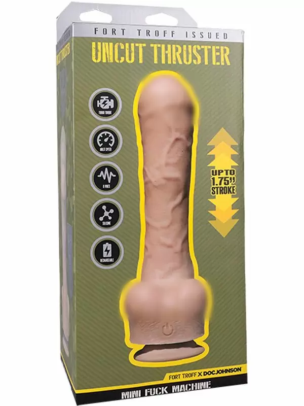 Компактная секс-машина Doc Johnson Uncut Thruster, с закрытой головкой, силикон, 8 режимов, 21,6 см